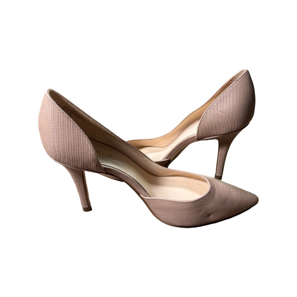 Nine West Womens 8M Beige Snakeskin d'Orsay Pointed Toe Pumps - Picture 6 of 9